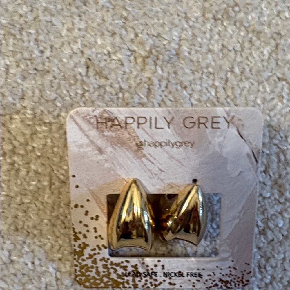 Happily Grey chunky hoop gold tone earrings nickel free